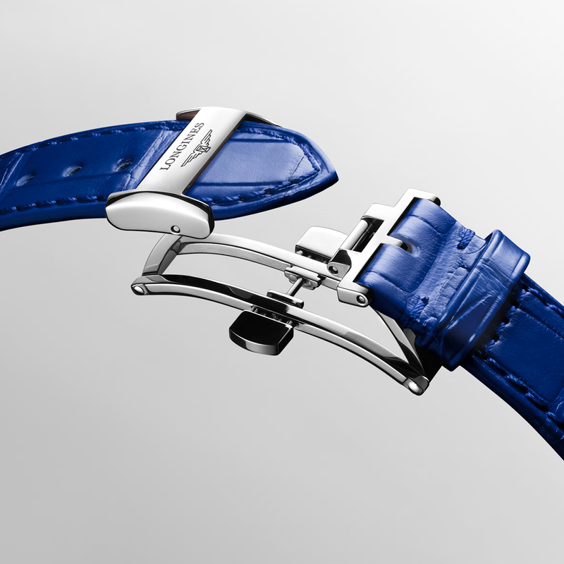 PrimaLuna Moonphase 34mm Ivory Dial Blue Strap Ladies Automatic Watch