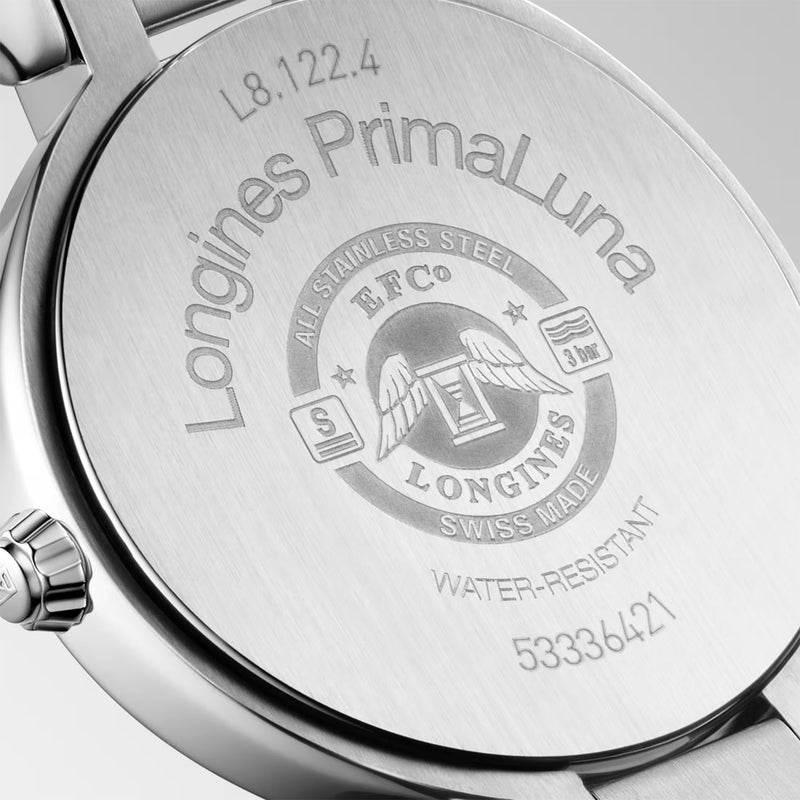 Longines PrimaLuna Moonphase 34mm Steel Automatic Bracelet Watch - Berry's Jewellers