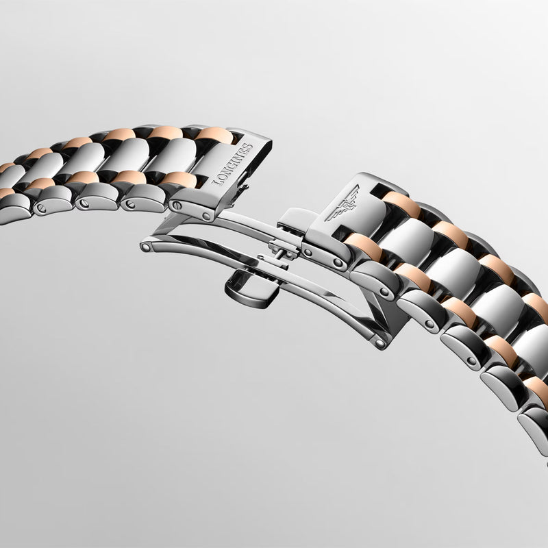 Longines PrimaLuna Moonphase 34mm Two-Tone White Dial Ladies Watch - Berry's Jewellers