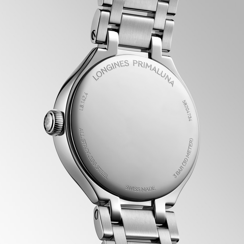 PrimaLuna 30mm Silver Dial Steel Bracelet Ladies Watch