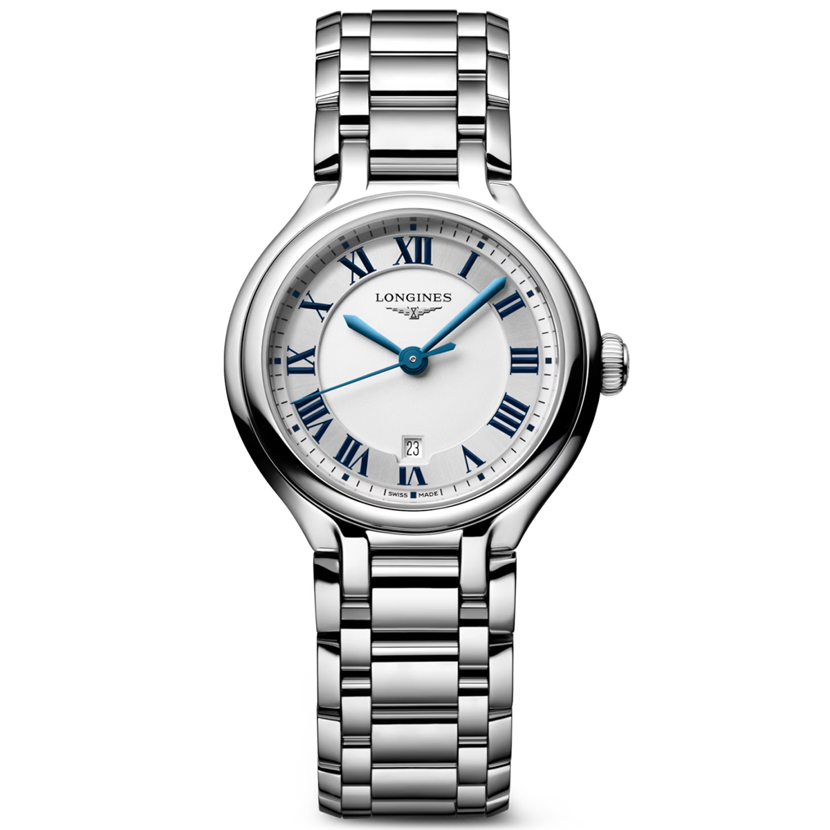 PrimaLuna 30mm Silver Dial Steel Bracelet Ladies Watch
