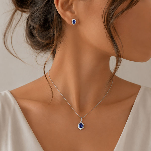 Berry's 18ct White Gold Oval Sapphire And Diamond Fancy Cluster Stud Earrings - Berry's Jewellers