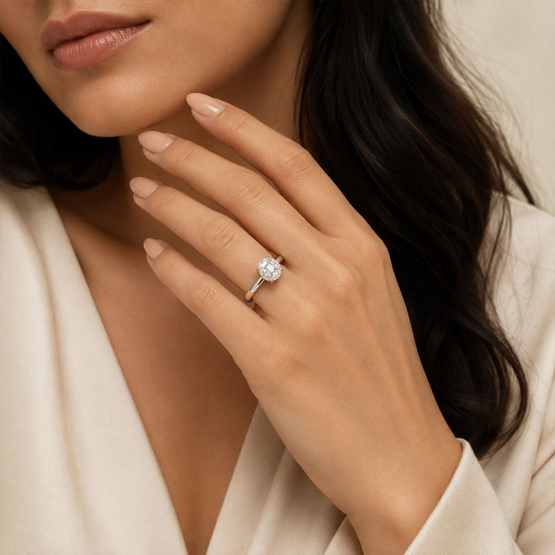 Platinum Princess Cut And Marquise Cut Diamond Oval Shape Cluster Ring