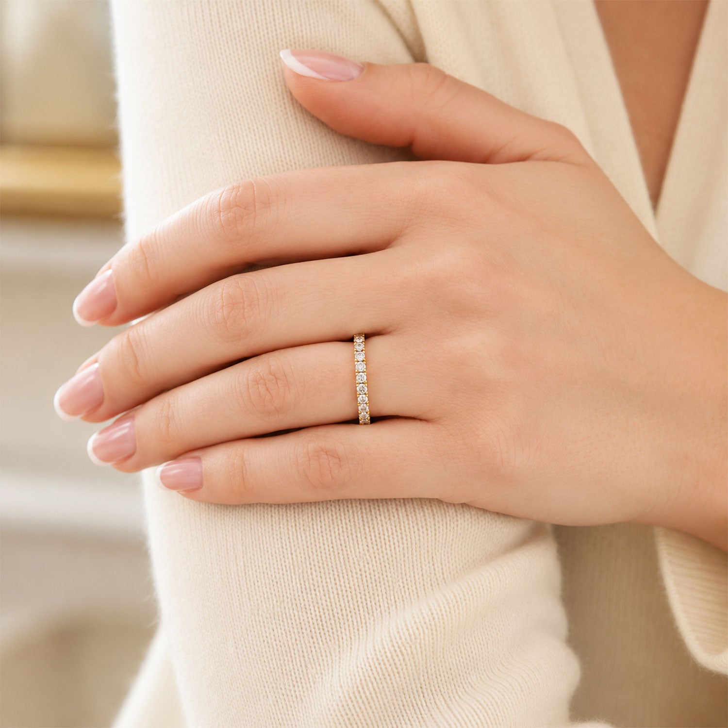 18ct Yellow Gold Round Brilliant Cut Diamond Half Eternity Ring