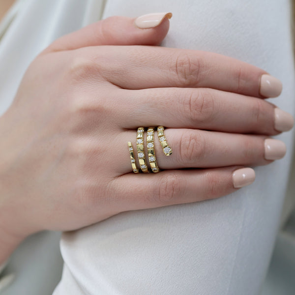 Berry's 18ct Yellow Gold Four Row Diamond Set Ring - Berry's Jewellers