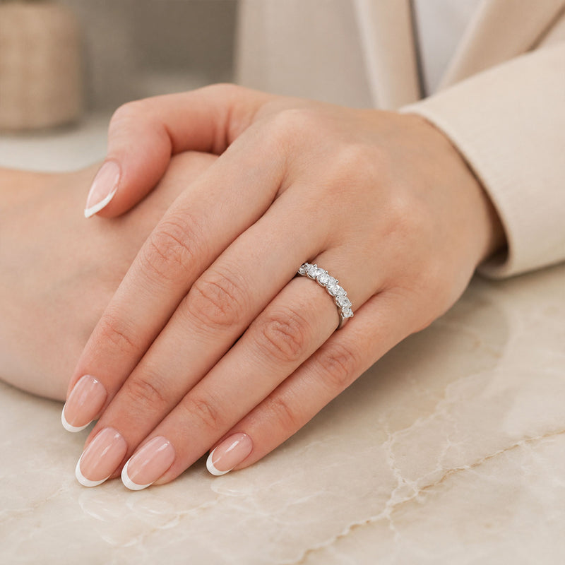 Platinum Marquise Cut Diamond Seven Stone Half Eternity Ring