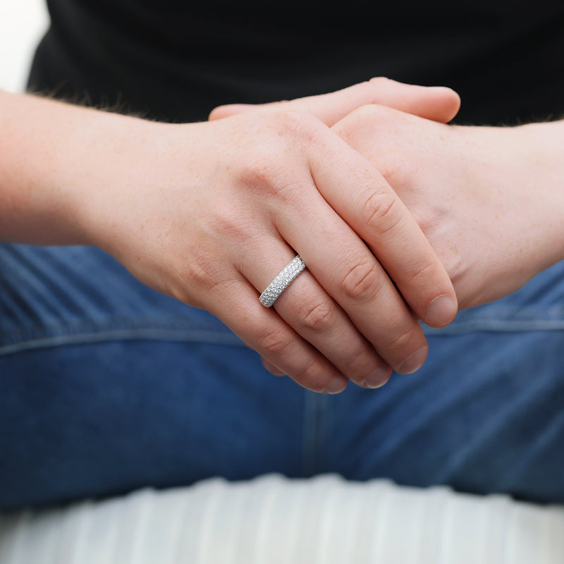 Berry's Platinum Round Brilliant Cut Diamond Pave Set 6mm Ring - Berry's Jewellers