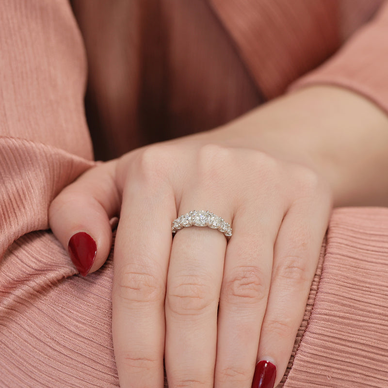 Berry's Platinum GIA Certificated Round Brilliant-Cut Diamond Seven Stone Half Eternity Ring - Berry's Jewellers