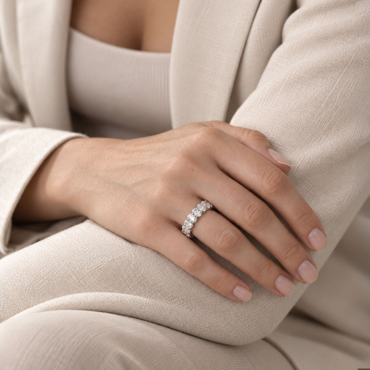 Berry's Platinum Oval Cut Diamond Full Eternity Ring - Berry's Jewellers