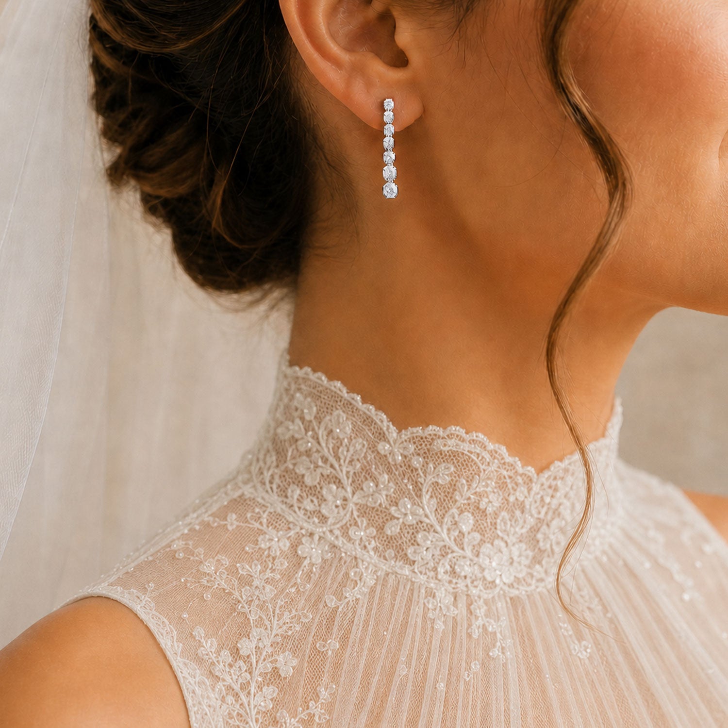 Berry's 18ct White Gold Round Brilliant Cut Diamond Seven Stone Drop Earrings - Berry's Jewellers