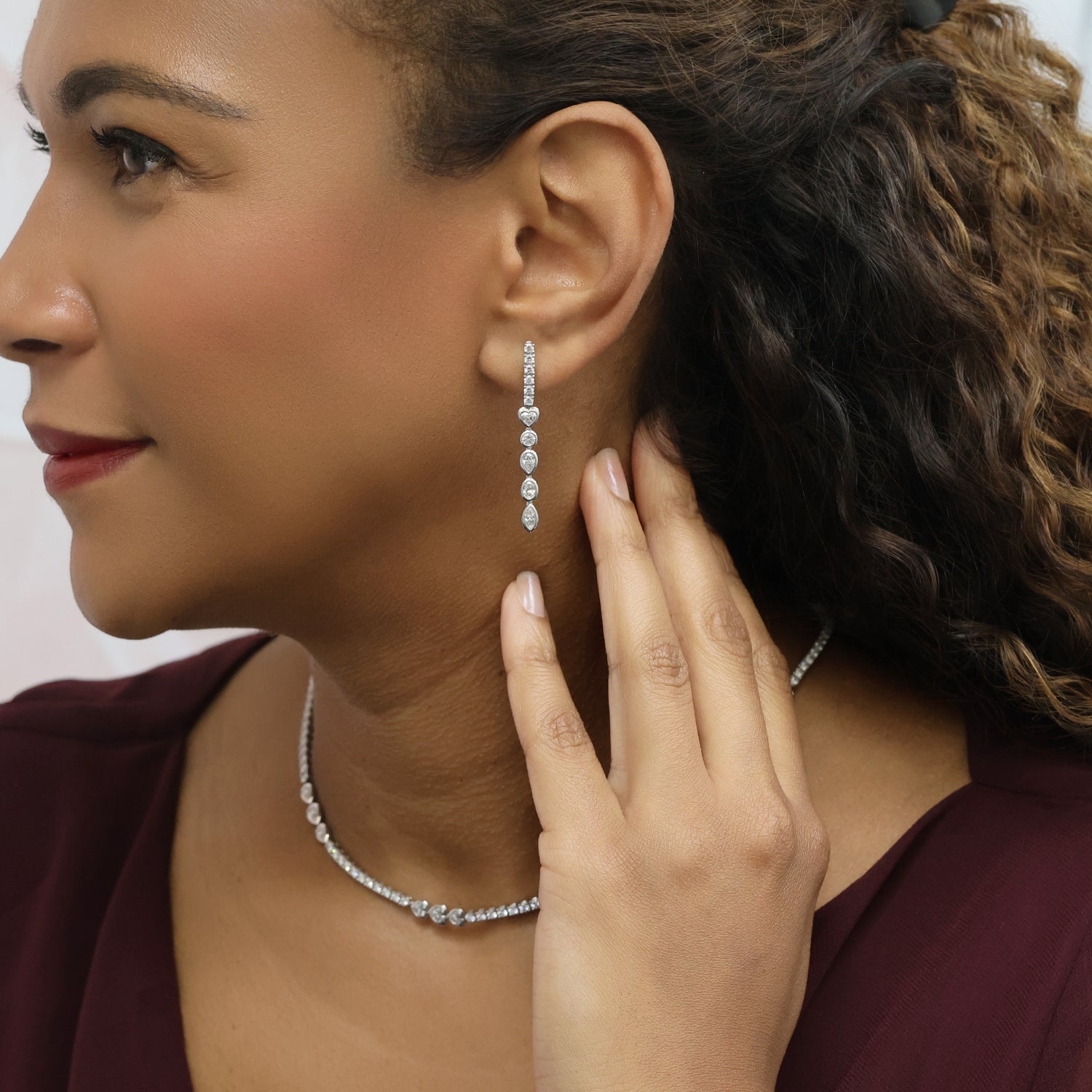 Berry's 18ct White Gold Mixed Cut Diamond Fancy Long Drop Earrings - Berry's Jewellers