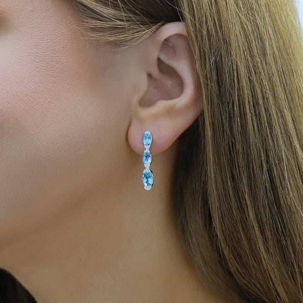 Berry's 18ct White Gold Aquamarine And Diamond Drop Earrings - Berry's Jewellers
