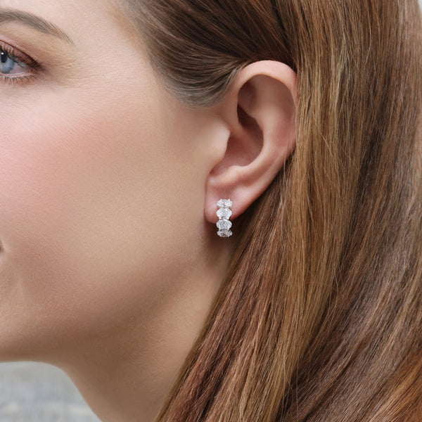 Berry's 18ct White Gold GIA Certificated Oval Cut Diamond Hoop Earrings - Berry's Jewellers