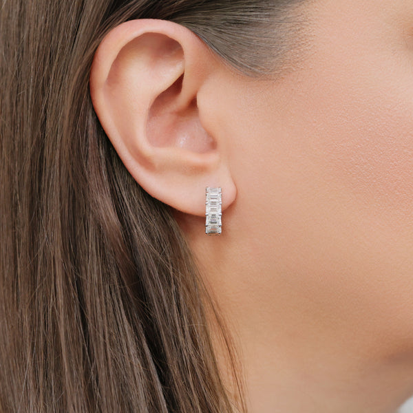 Berry's 18ct White Gold Emerald Cut Diamond Hoop Earrings - Berry's Jewellers