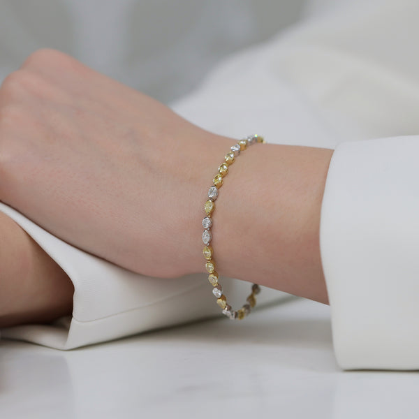 Berry's 18ct Yellow & White Gold Line Bracelet With Fancy Shaped Yellow & White Diamonds - Berry's Jewellers