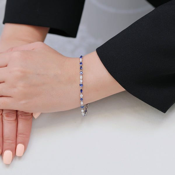 Berry's 18ct White Gold Mixed Cut Sapphire And Diamond Bracelet - Berry's Jewellers