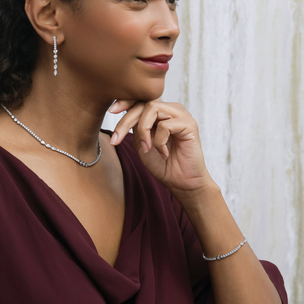 Berry's 18ct White Gold Mixed Cut Diamond Fancy Tennis Bracelet - Berry's Jewellers