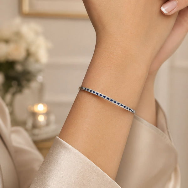 18ct White Gold Sapphire And Diamond Bangle