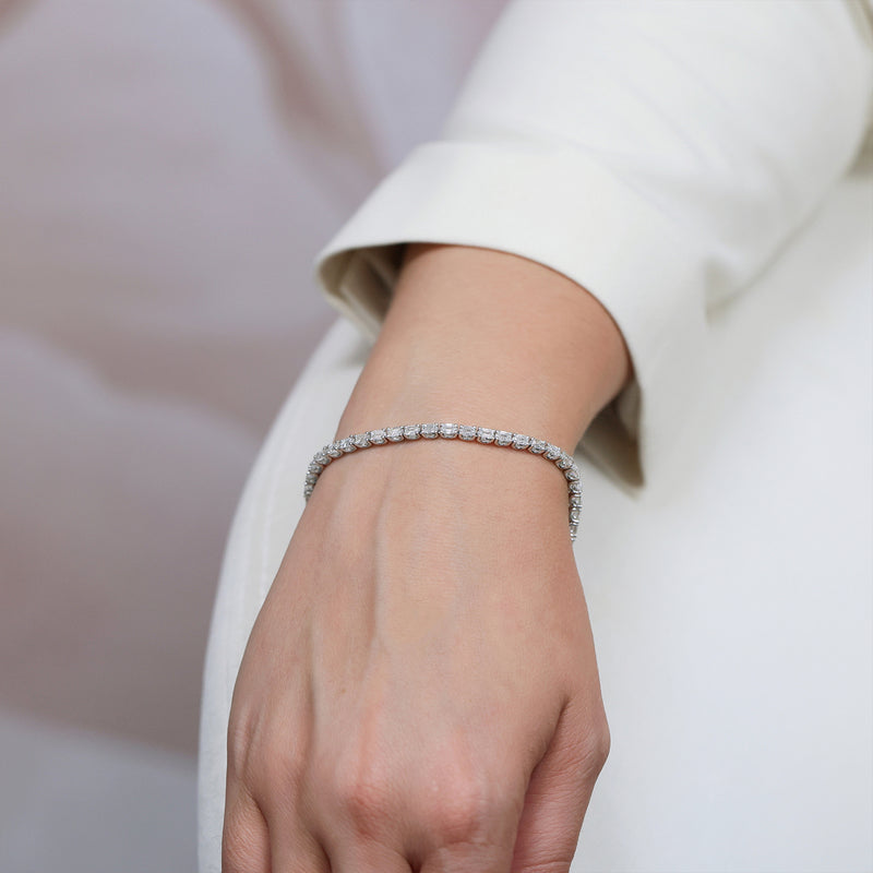 Berry's Platinum Claw Set Emerald Cut Diamond Tennis Bracelet - Berry's Jewellers
