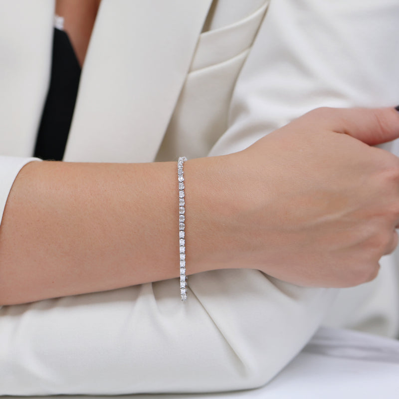 Berry's Platinum Claw Set Emerald Cut Diamond Tennis Bracelet - Berry's Jewellers