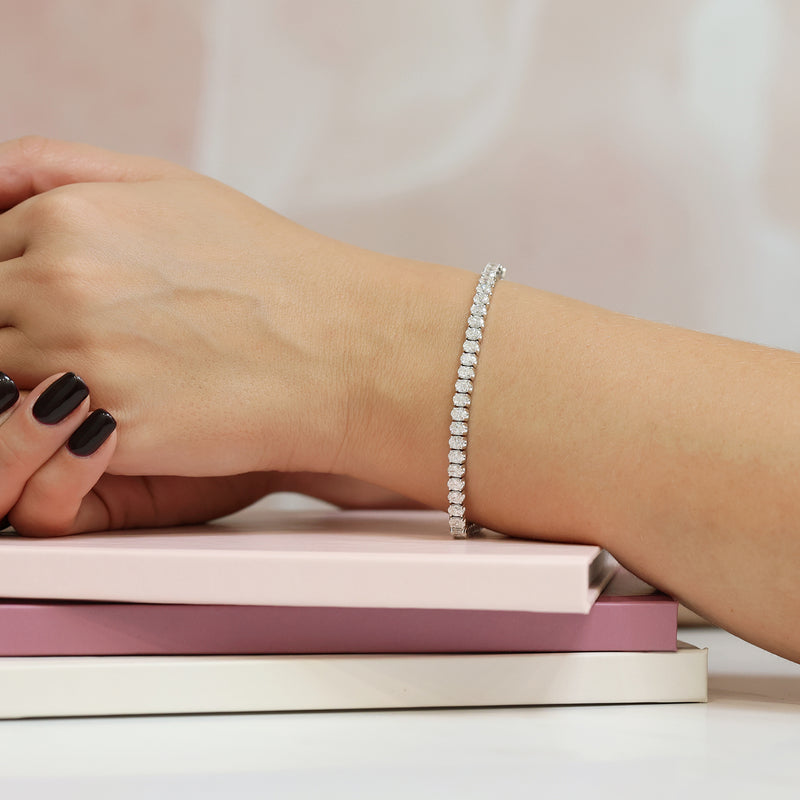 Berry's Platinum Claw Set Oval Cut Diamond Tennis Bracelet - Berry's Jewellers