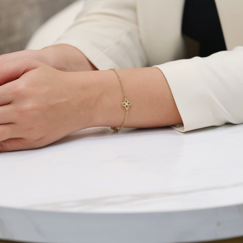 Berry's 18ct Yellow Gold Primavera Diamond Set Flower Bracelet - Berry's Jewellers