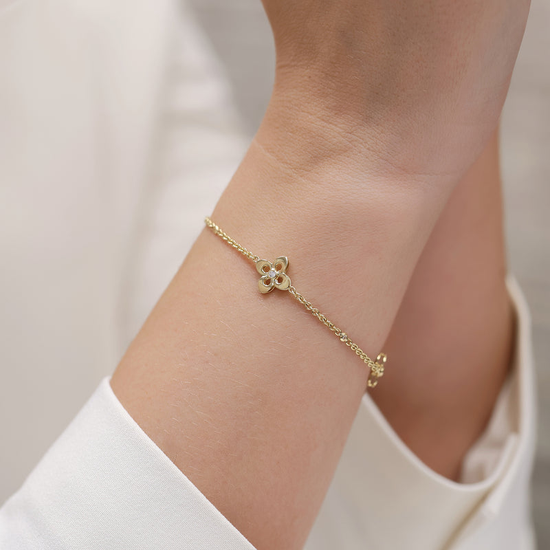 Berry's 18ct Yellow Gold Primavera Diamond Set Flower Bracelet - Berry's Jewellers