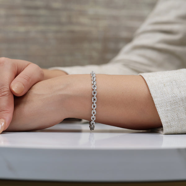 Berry's Platinum Link Design Diamond Set Bracelet - Berry's Jewellers