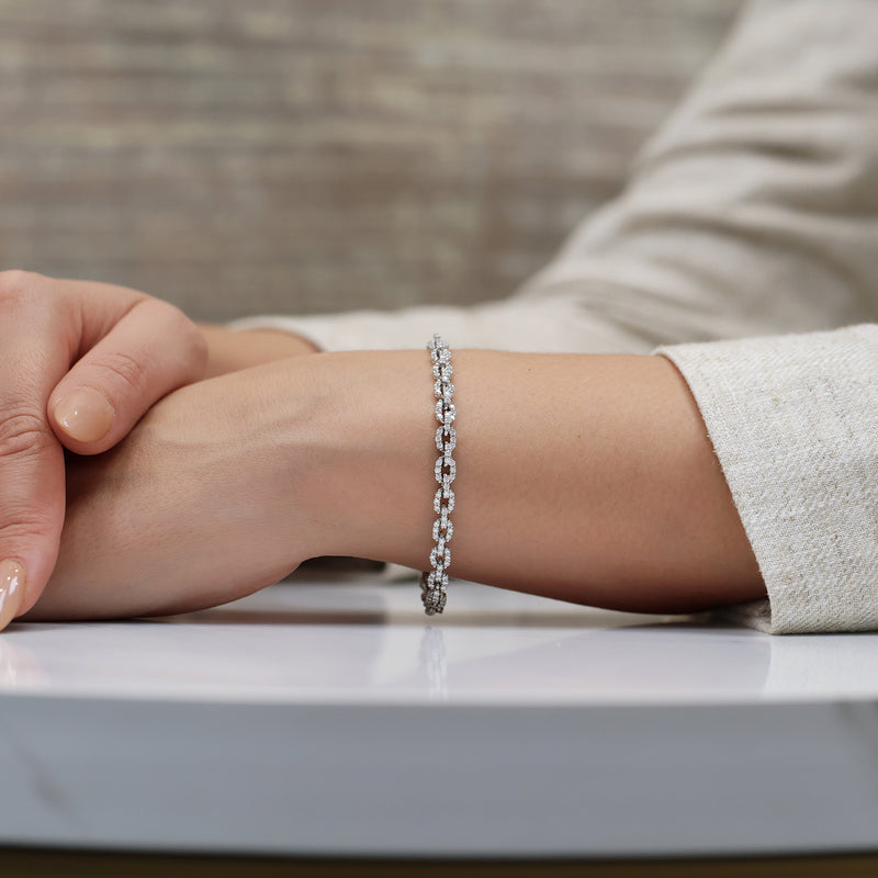 Berry's Platinum Link Design Diamond Set Bracelet - Berry's Jewellers