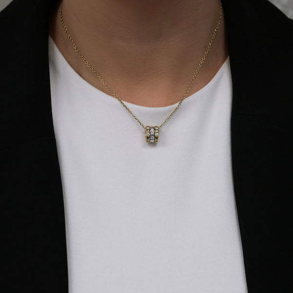 Berry's 18ct White, Rose & Yellow Gold Round Brilliant Cut Diamond Barrel Pendant - Berry's Jewellers