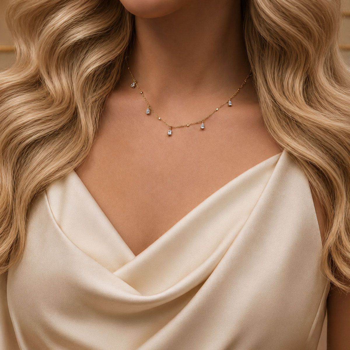 Berry's 18ct Yellow Gold Pear & Round Brilliant Cut Diamond Necklace - Berry's Jewellers