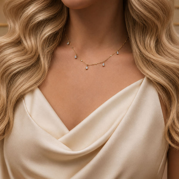 Berry's 18ct Yellow Gold Pear & Round Brilliant Cut Diamond Necklace - Berry's Jewellers