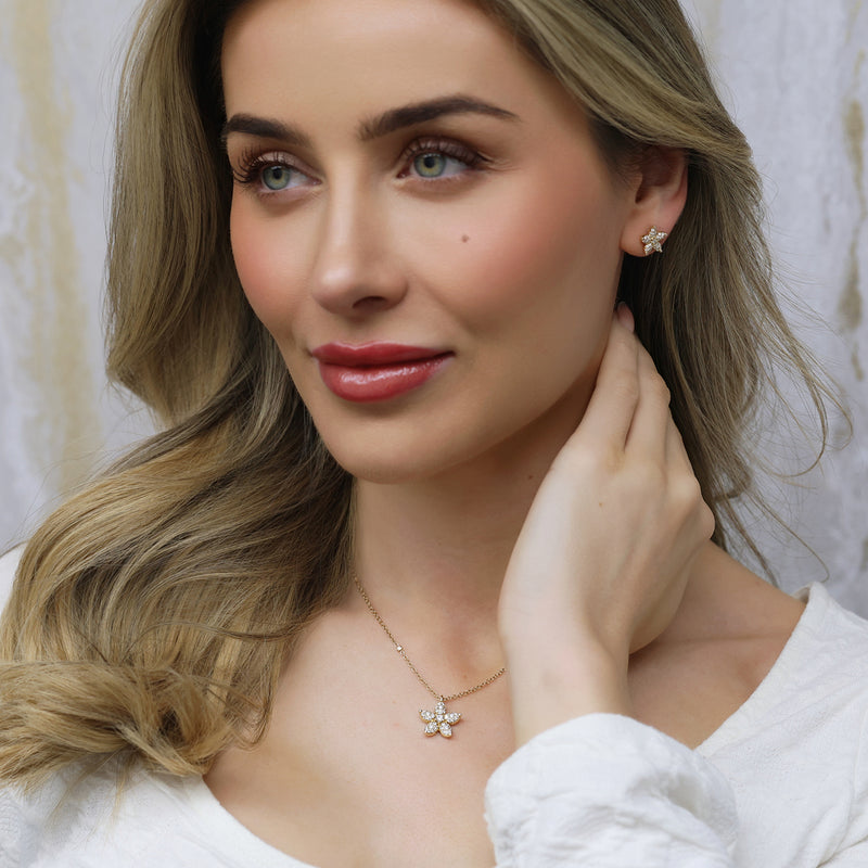 18ct Yellow Gold Bloom Collection Diamond Flower Pendant