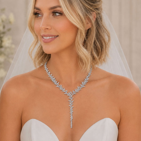 Berry's 18ct White Gold Round Brilliant Cut Diamond Zig-Zag Style Drop Collarette - Berry's Jewellers