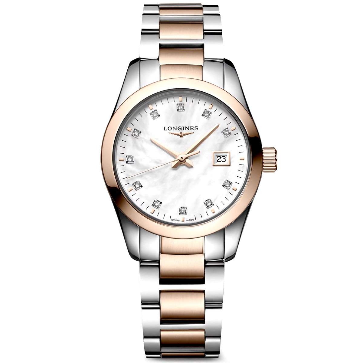 Conquest Classic 29.5mm Two-Tone Diamond Dial Bracelet Watch