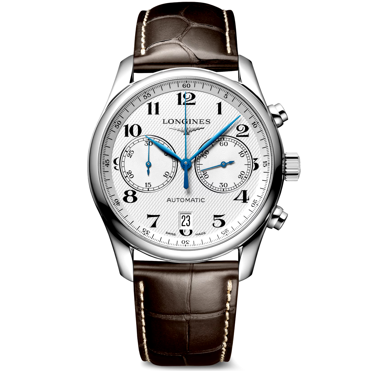 Master Collection 40mm Silver Dial Chronograph Strap Watch