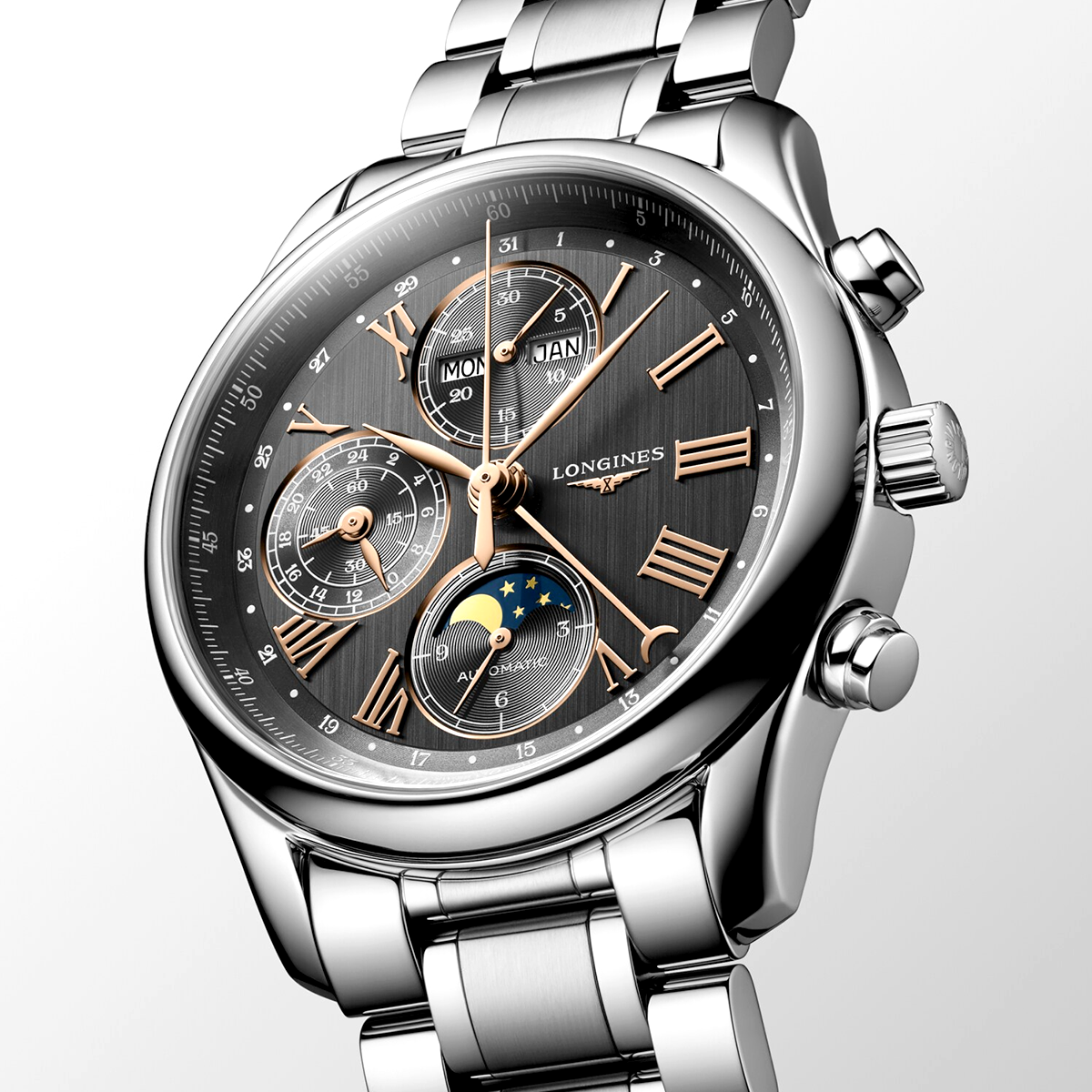 Master Collection Chronograph Calendar 40mm Grey Dial Bracelet Watch