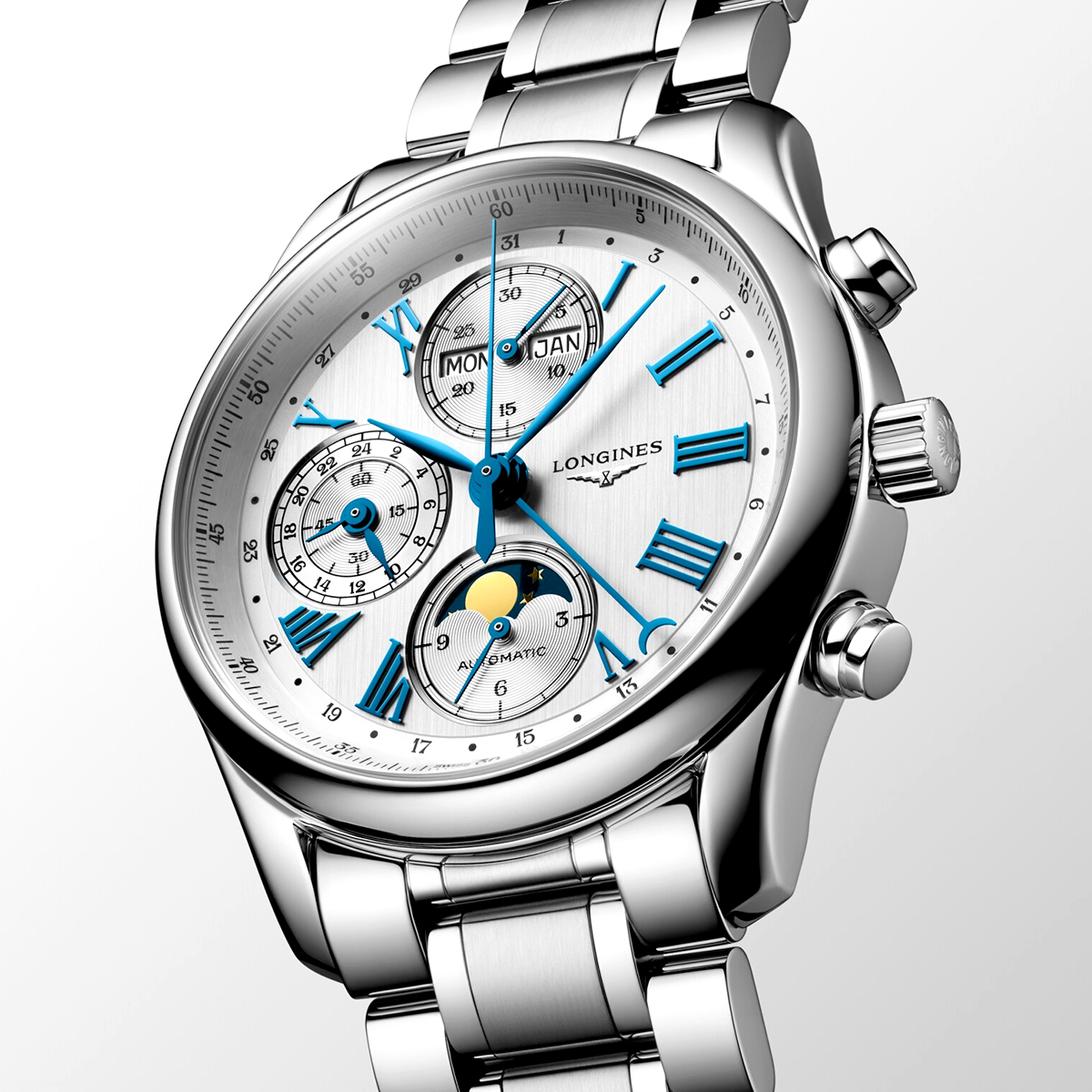 Master Collection Chronograph Calendar 40mm Silver Dial Bracelet Watch