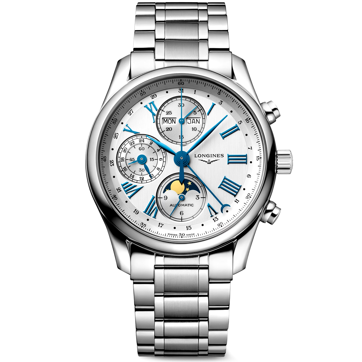 Master Collection Chronograph Calendar 40mm Silver Dial Bracelet Watch