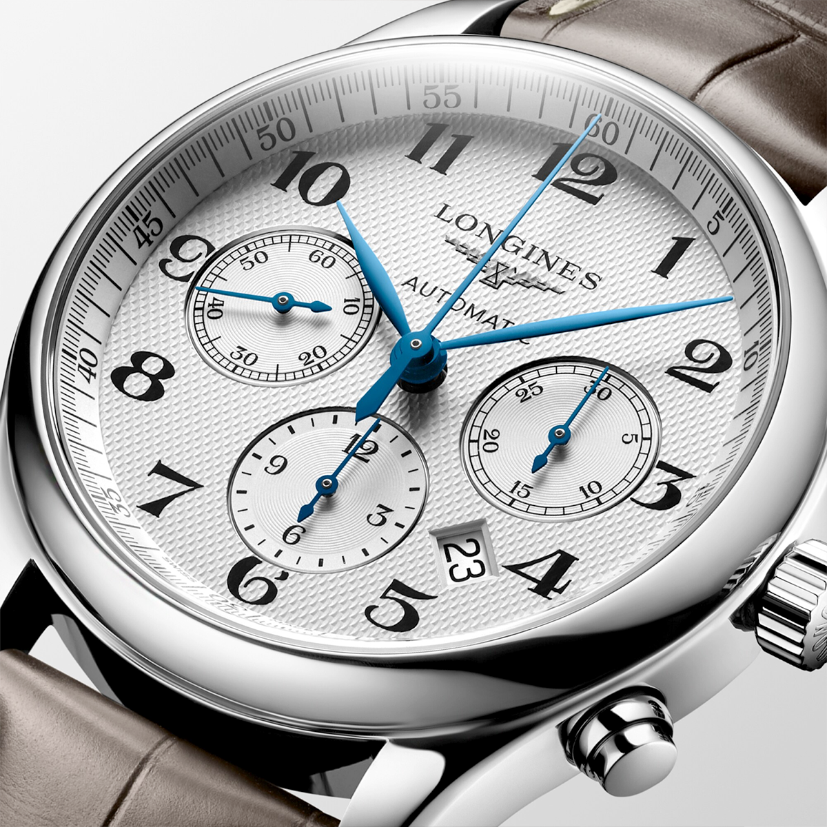 Master Chronograph 42mm Silver Arabic Dial Automatic Strap Watch