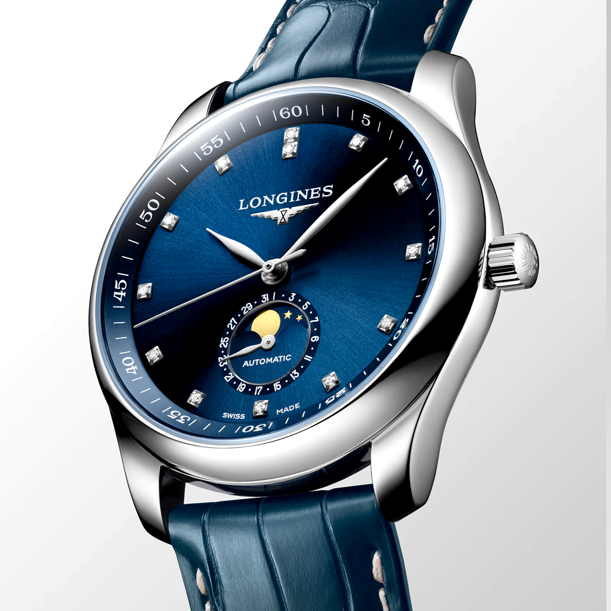 Master Collection Moonphase 40mm Blue Diamond Dial Watch