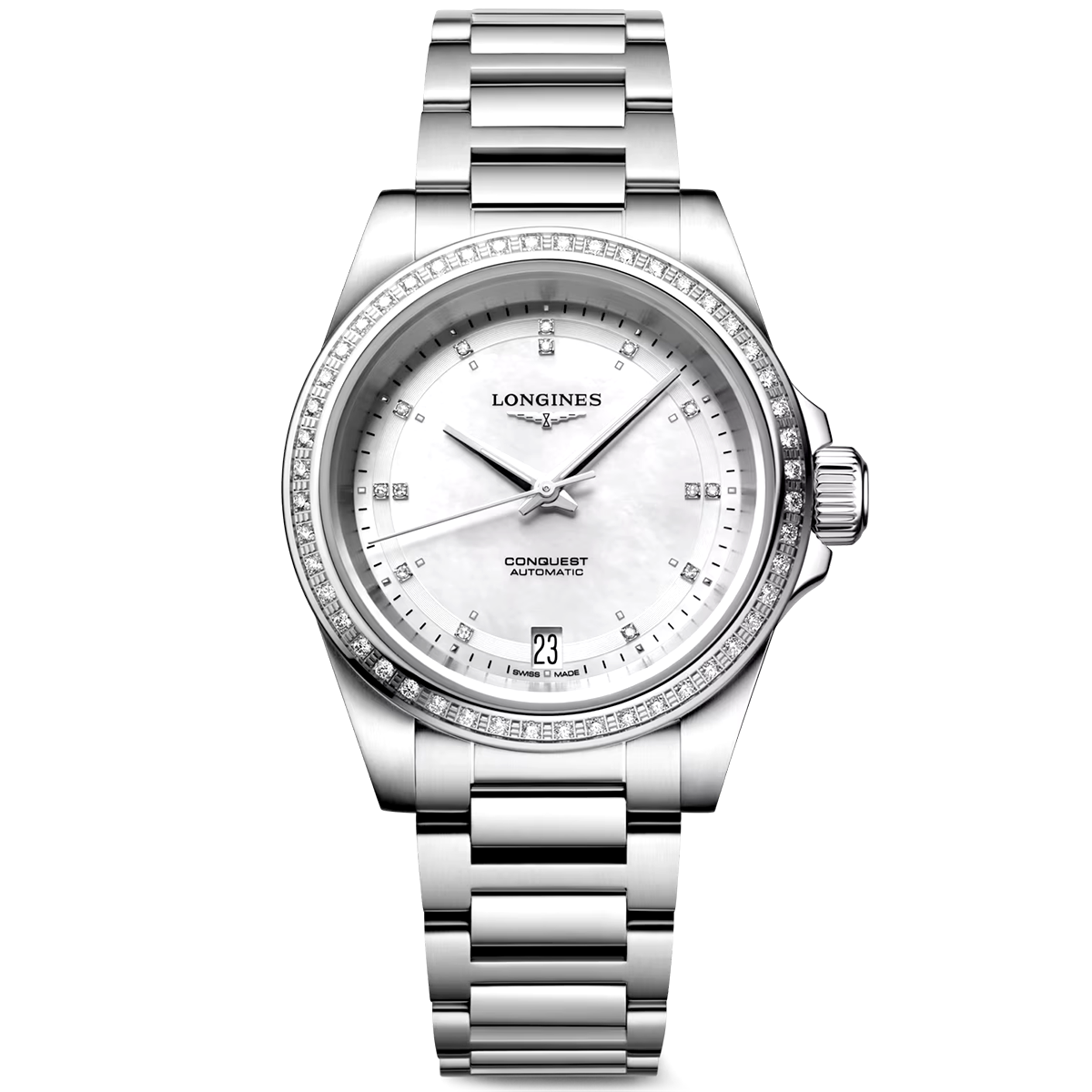 Conquest 34mm Diamond Dial & Bezel Ladies Bracelet Watch