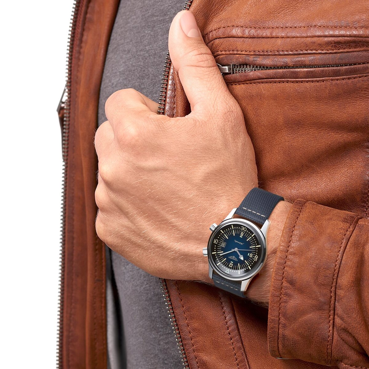 Legend Diver 42mm Blue Gradient Dial Men's Leather Strap Watch