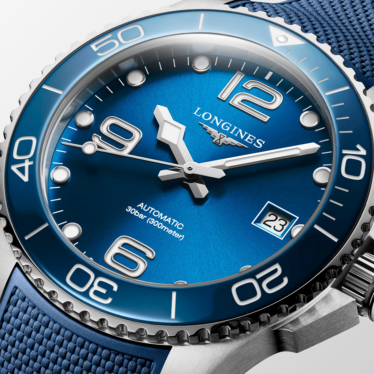 HydroConquest 39mm Blue Dial Automatic Rubber Strap Watch