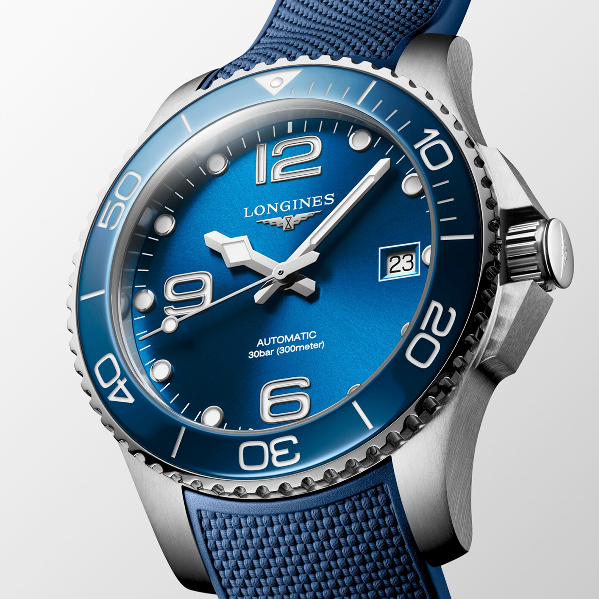 HydroConquest 39mm Blue Dial Automatic Rubber Strap Watch