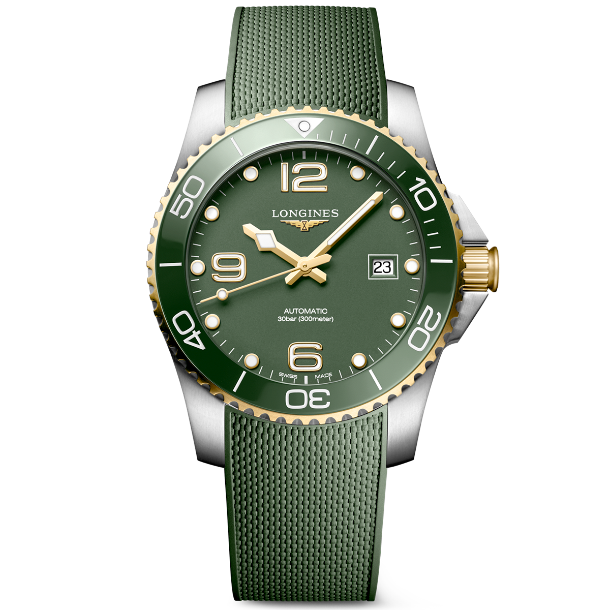 Longines HydroConquest Two-Tone Green Dial Watch L37813069