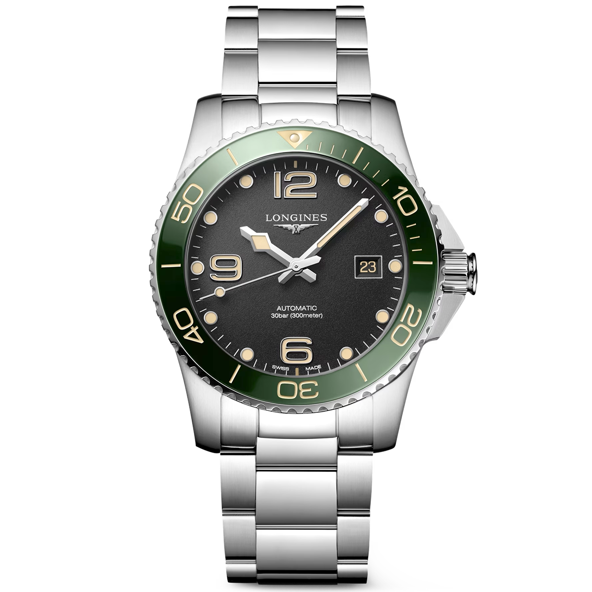 HydroConquest 41mm Black Dial & Green Bezel Men's Bracelet Watch