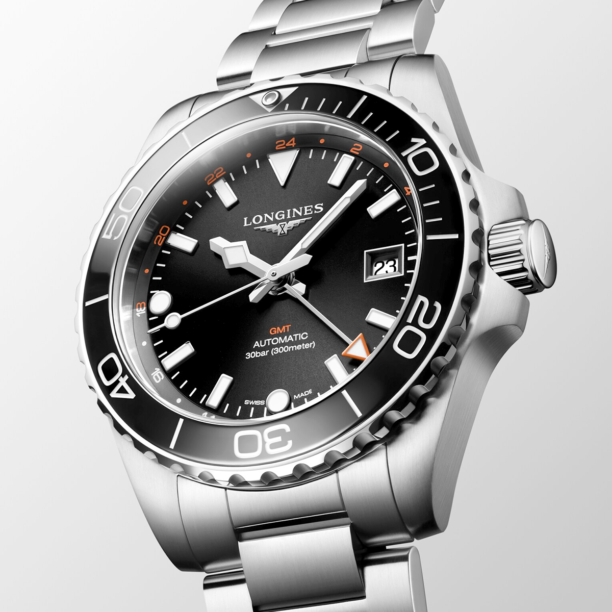 HydroConquest GMT 41mm Black Dial Automatic Bracelet Watch