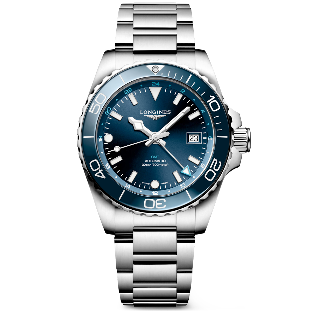 HydroConquest GMT 41mm Blue Dial Men's Automatic Bracelet Watch