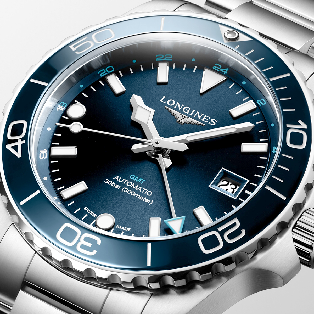 HydroConquest GMT 41mm Blue Dial Men's Automatic Bracelet Watch